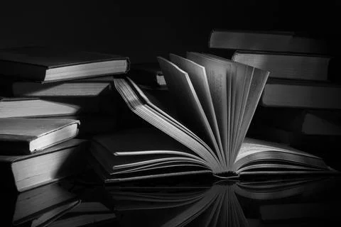 Open Book On Black Stock Photos