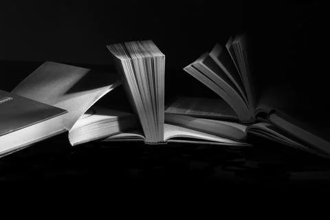 Open Book On Black 스톡 사진