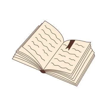 Open book with a bookmark. Hand drawn illustration in doodle style. Stock Illustration