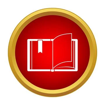 Open book with bookmark icon in red circle Stock Illustration