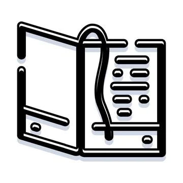 Open book with bookmark line icon illustration Illustrazione stock
