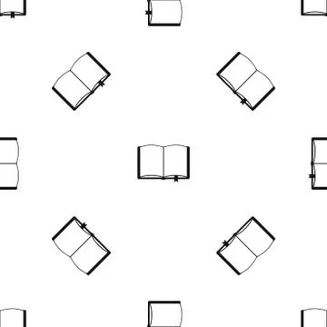 Open book with bookmark pattern seamless black Stock Illustration