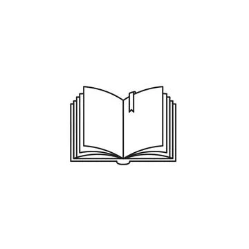 Open book with bookmark, simple outline illustration, line art Stock Illustration