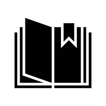 Open book with bookmark, solid style icon 스톡 일러스트