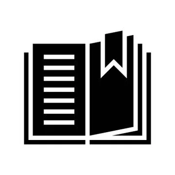 Open book with bookmark, solid style icon 스톡 일러스트
