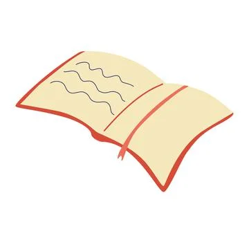 Open book with a bookmark. Textbook or organizer in hardcover. Book festival. Stock Illustration