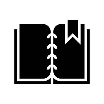 Open book with bookmark vector illustration, solid style icon Illustrazione stock