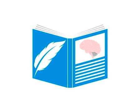 Open a book of brain knowledge logo Stock Illustration