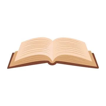 An open book in a brown binding. Vector illustration isolated on white back.. Stock Illustration