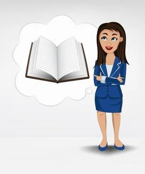 Open book in bubble idea concept of woman in suit vector illustration 스톡 일러스트