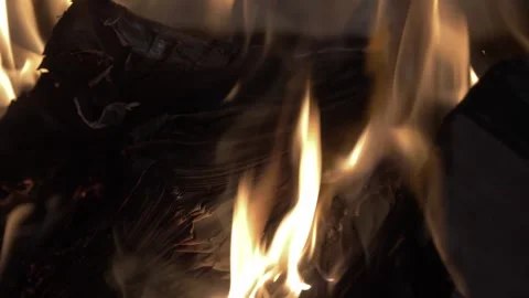 An open book burning in a fire of dry vets at night in an ancient building in Stock Footage 245675749