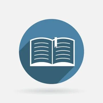 Open book. circle blue icon with shadow. Stock Illustration