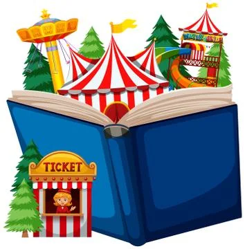 Open book circus theme Illustrazione stock