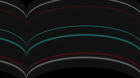 Open book with colorful lines moving across pages during dark abstract motion Stock Footage 340942848