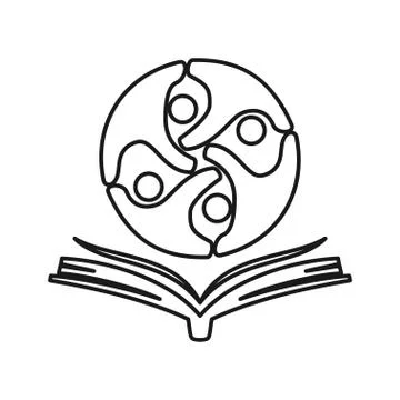 Open book Commitment Teamwork Together Outline Logo Stock Illustration