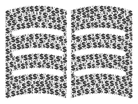Open Book Composition of Dollar and Dots Stock Illustration