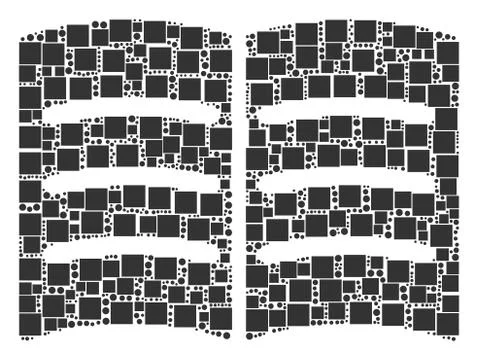 Open Book Composition of Squares and Circles Stock Illustration