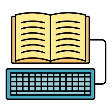 Open book connected to a computer keyboard Stock Illustration