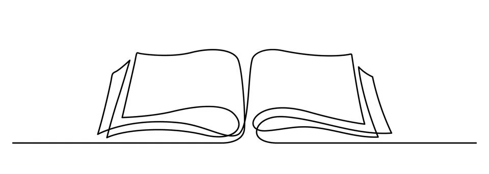 Open book continuous line drawing illustration Stock Illustration