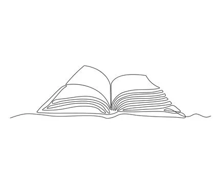 Open book Continuous One Line Drawing Stock Illustration