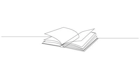Open book continuous one line drawing. Education, study and hobby concept drawn Illustrazione stock