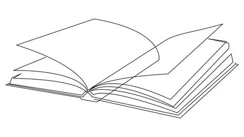 Open book continuous one line drawing. Vector illustration, education suppl.. Stock Illustration
