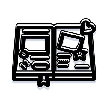 Open book creating personal memories scrapbook diary Stock Illustration