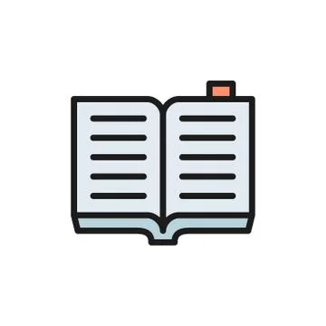 Open book, criminal code flat color icon. Illustrazione stock