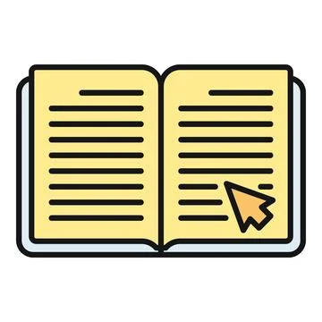 Open book with cursor clicking for online reading Stock Illustration