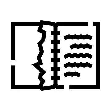 Open book with damaged torn pages icon Stock Illustration