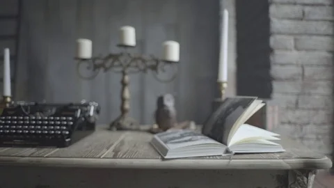 An open book on the desk Stock Footage 72633681
