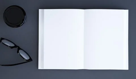 Open book on desktop mockup Stock Illustration