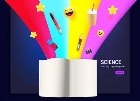 Open book with different elements flowing into it イラスト素材