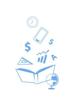Open Book with Different Knowedges. Learning Ability Illustrazione stock