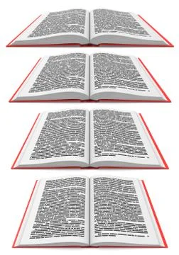 Open book in different perspectives on white background Stock Illustration