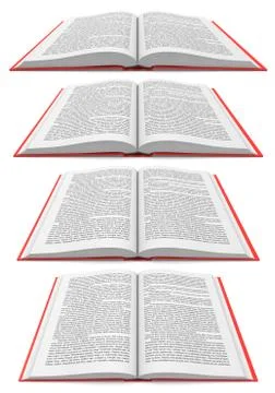 Open book in different perspectives on white background Stock Illustration