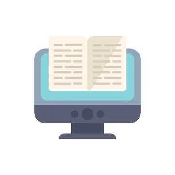 Open book displaying on desktop computer monitor screen Stock-Illustration