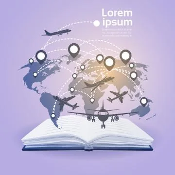 Open Book Earth Planes Read School Education Global Knowledge Concept Stock Illustration