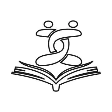 Open book education Commitment Teamwork Together Outline Logo Illustrazione stock