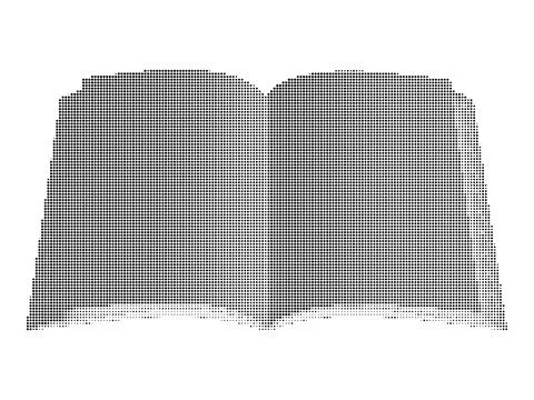 Open book education icon with halftone dot texture for library research and.. Иллюстрация