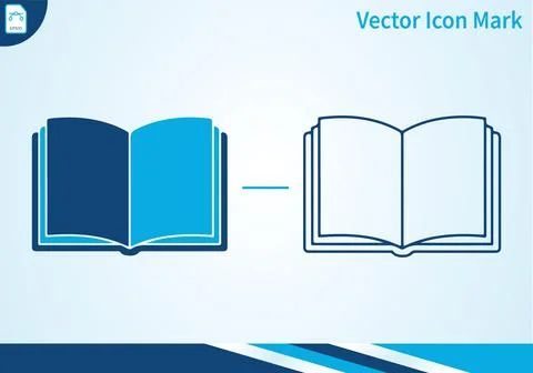 Open book education icon set in solid and outline styles. Ilustración de archivo