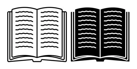 Open book. Education at school, knowledge acquisition in the library. Linear Stock-Illustration