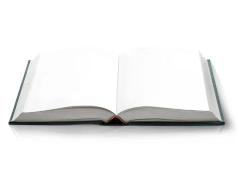 Open book with empty blank pages, viewed by bird eye perspective. Stock Illustration
