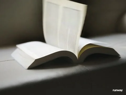 An open book falls into the wind Stock Footage 319311227