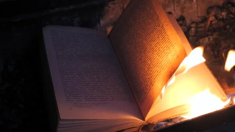 An open book is on fire Stock Footage 208039428