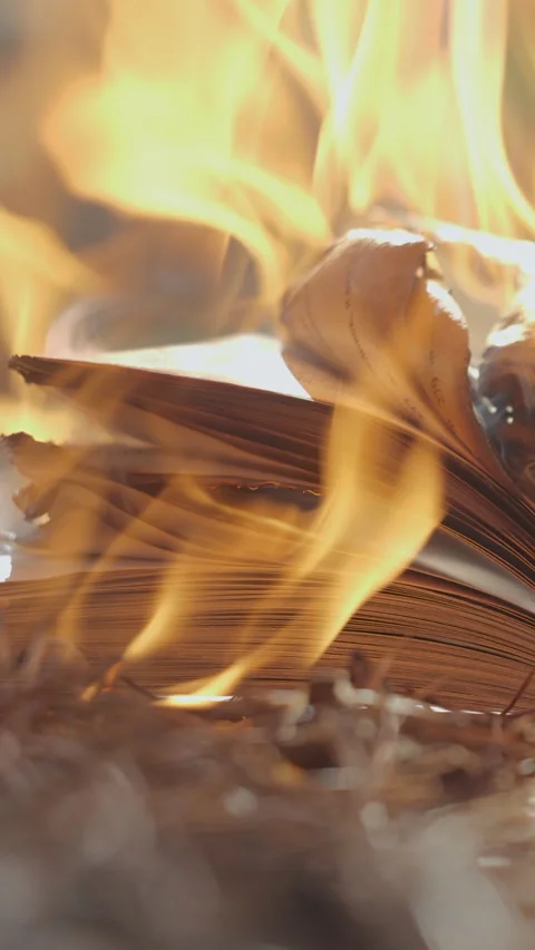 An open book is on fire Stock Footage 255793675