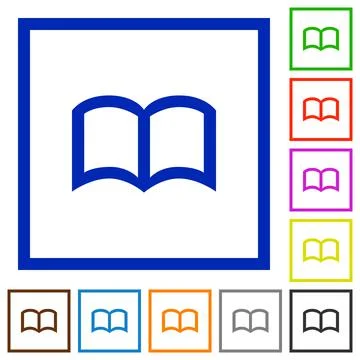 Open book flat framed icons Stockillustratie
