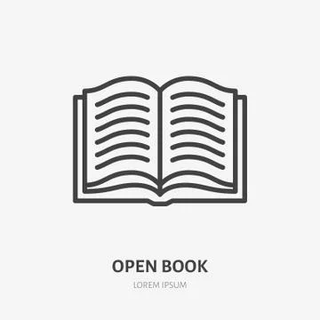 Open book flat line icon. Vector thin sign of diary, library logo. Dictionary Stock-Illustration