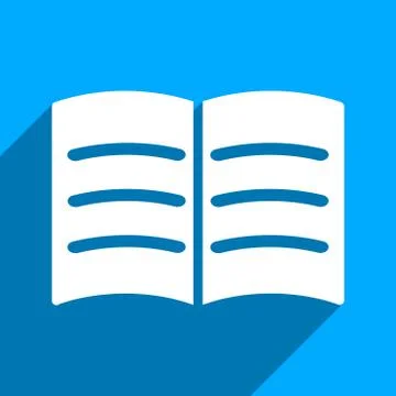 Open Book Flat Square Icon with Long Shadow Stock Illustration