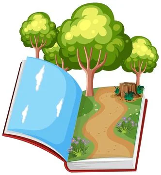 Open Book with Forest Path Illustrazione stock